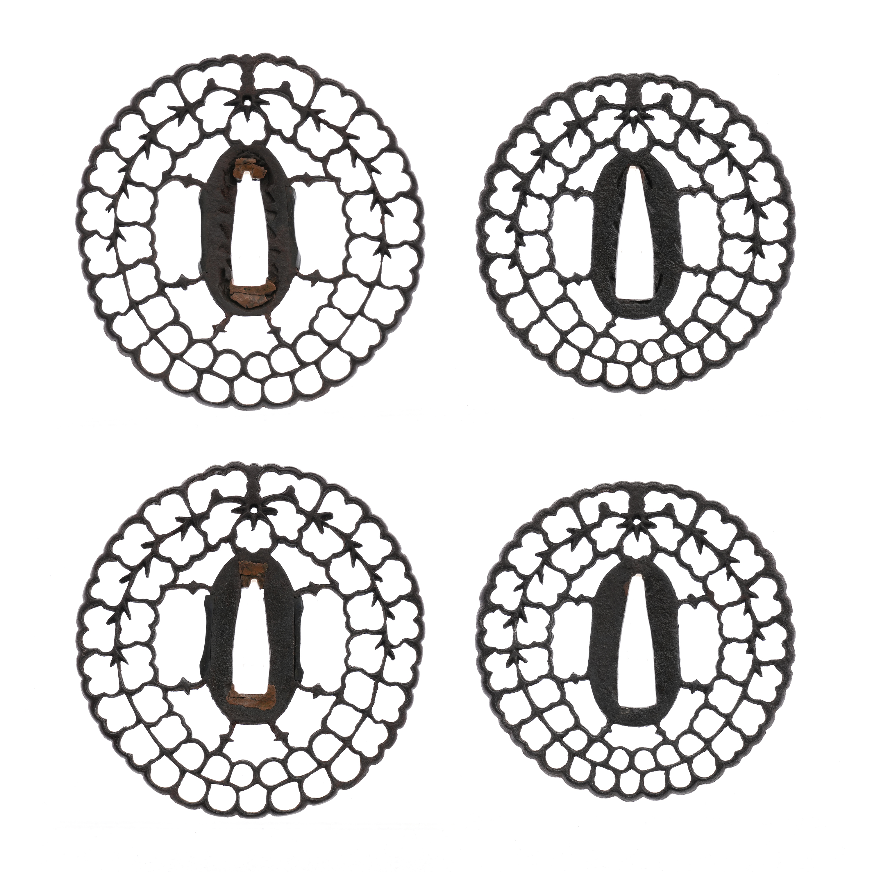 Daisho Tsuba with Paulownia and Wisteria Openwork Design - Mumei (Kyosukashi) — 2 of 16