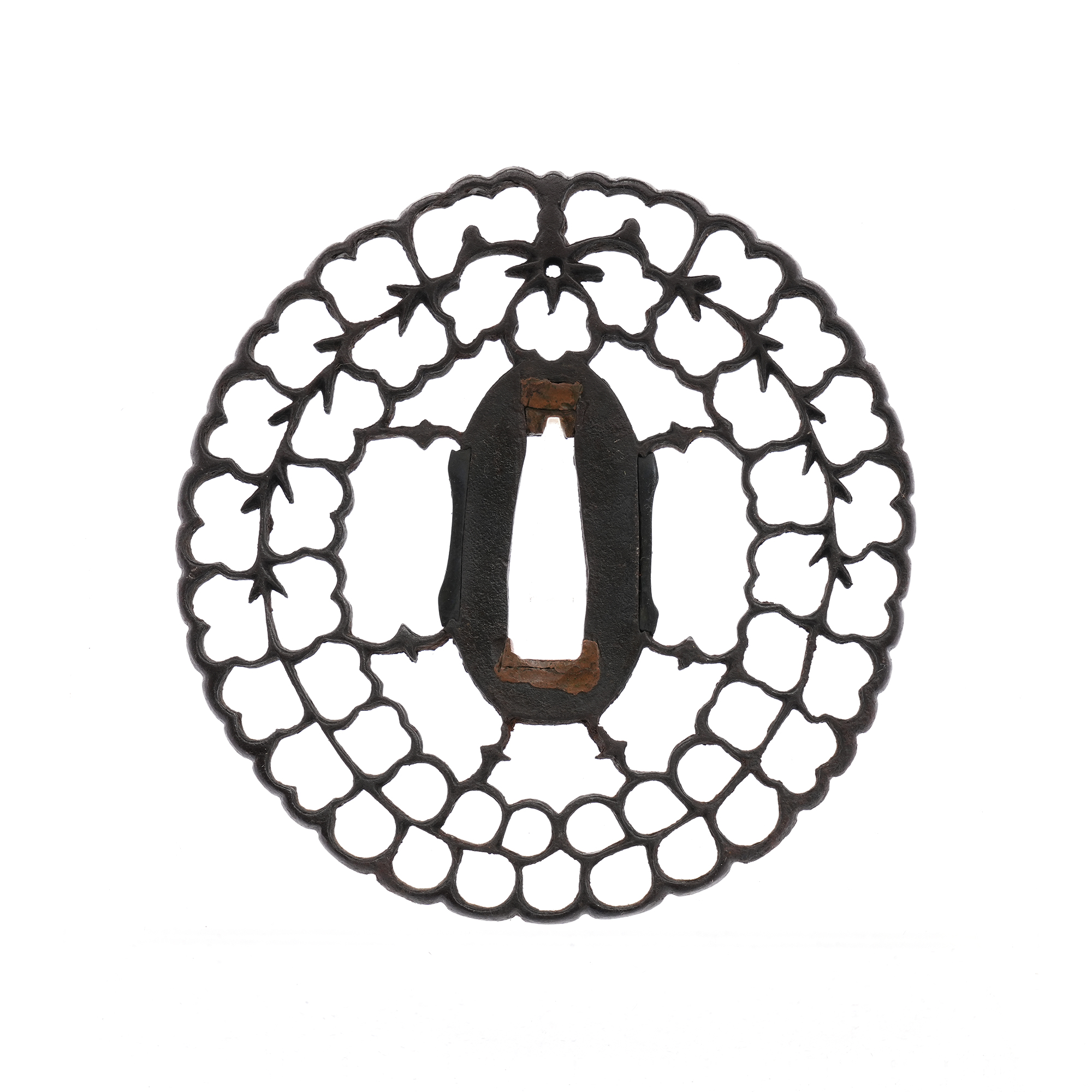 Daisho Tsuba with Paulownia and Wisteria Openwork Design - Mumei (Kyosukashi) — 6 of 16