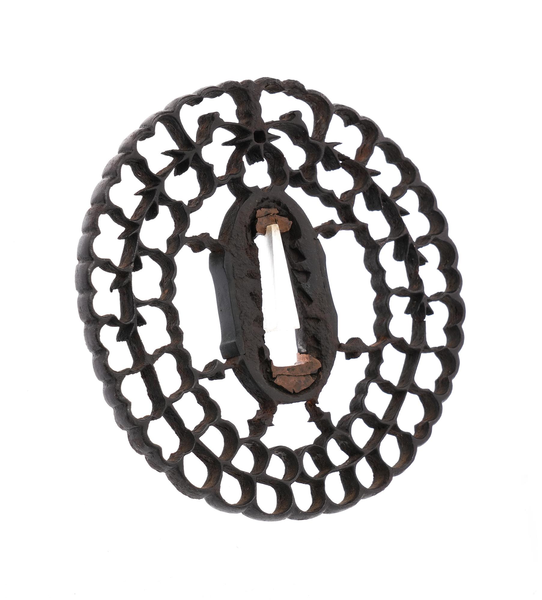Daisho Tsuba with Paulownia and Wisteria Openwork Design - Mumei (Kyosukashi) — 7 of 16