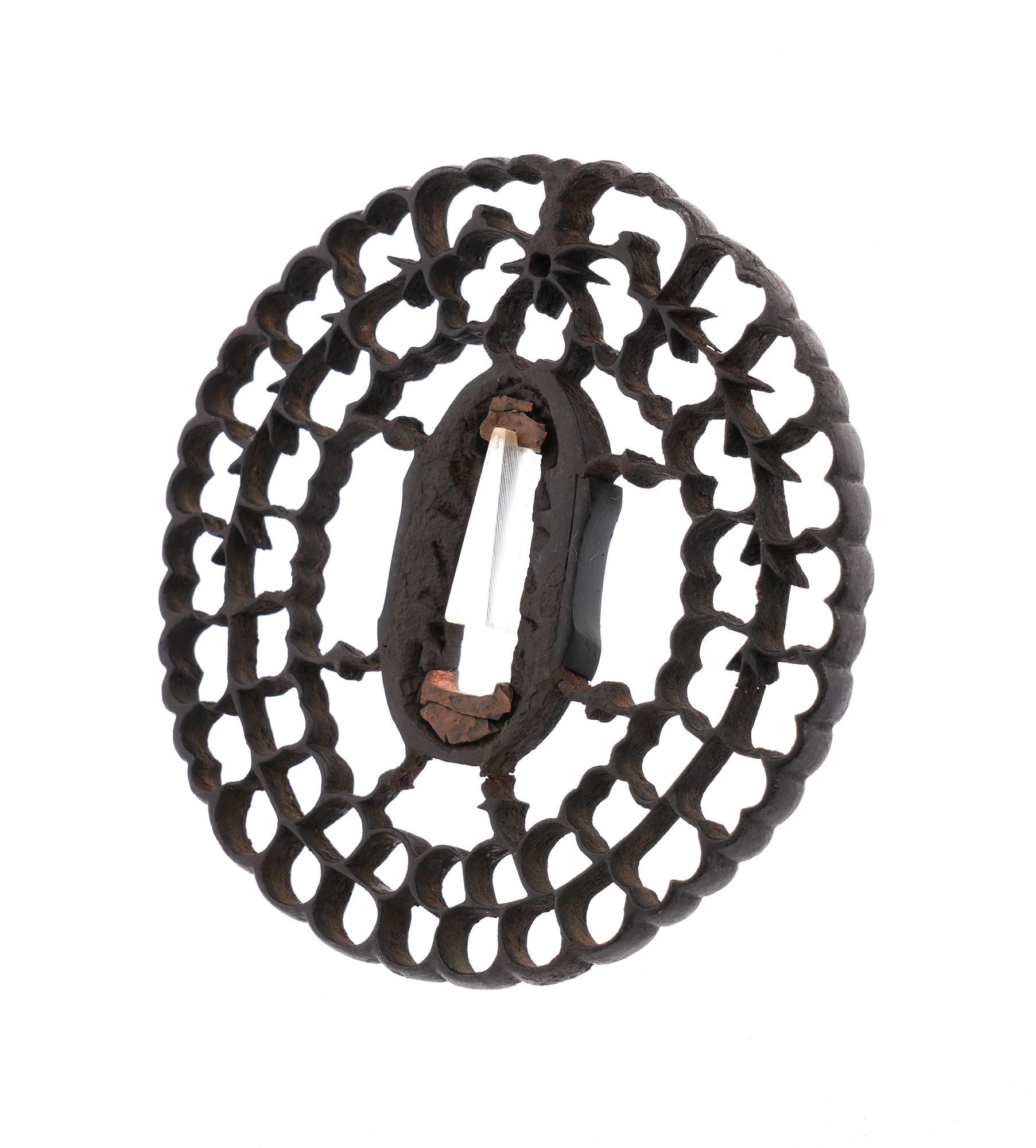 Daisho Tsuba with Paulownia and Wisteria Openwork Design - Mumei (Kyosukashi) — 8 of 16