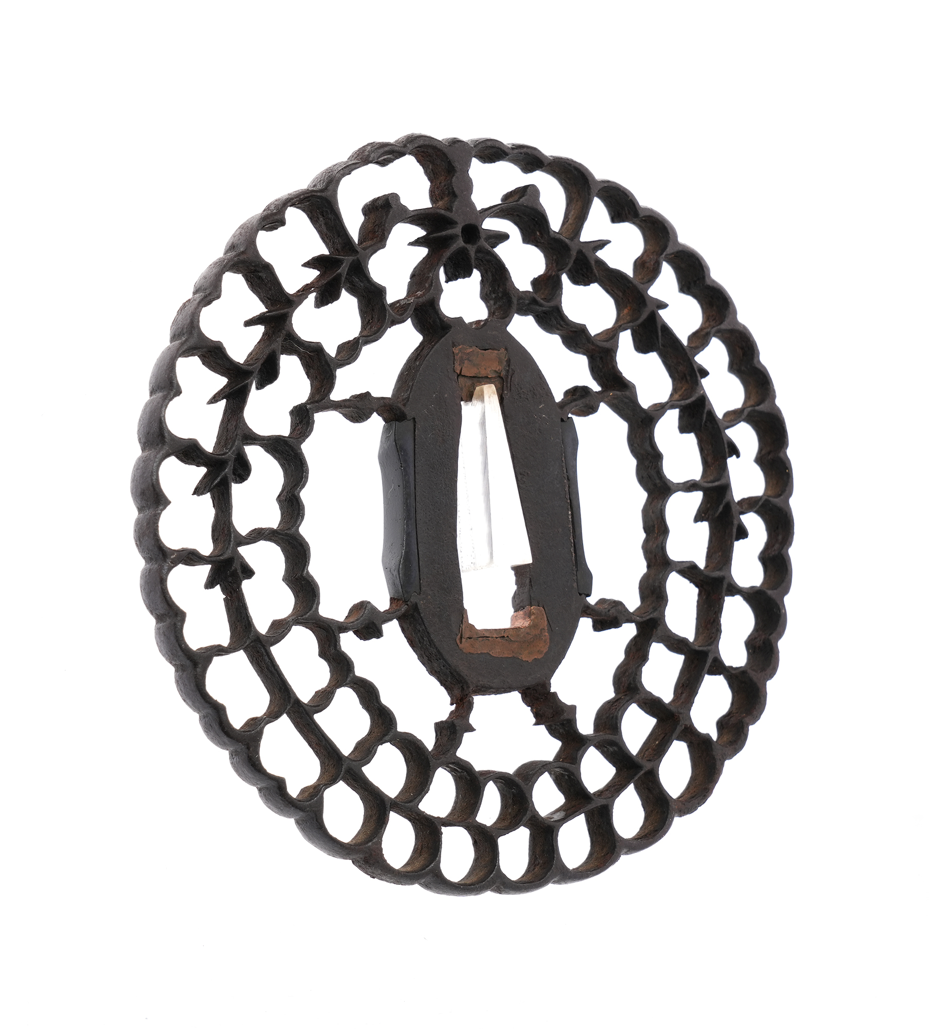 Daisho Tsuba with Paulownia and Wisteria Openwork Design - Mumei (Kyosukashi) — 9 of 16