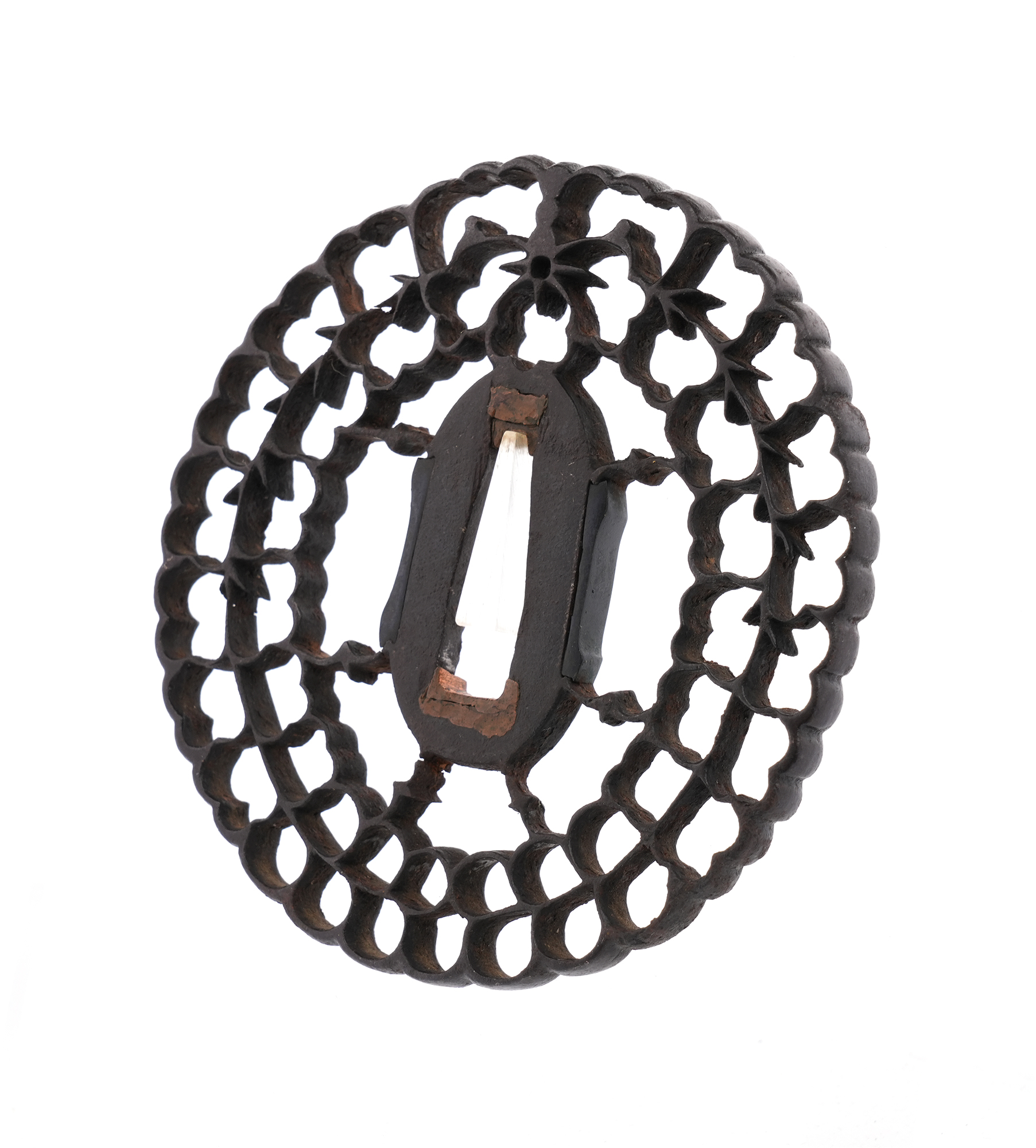 Daisho Tsuba with Paulownia and Wisteria Openwork Design - Mumei (Kyosukashi) — 10 of 16