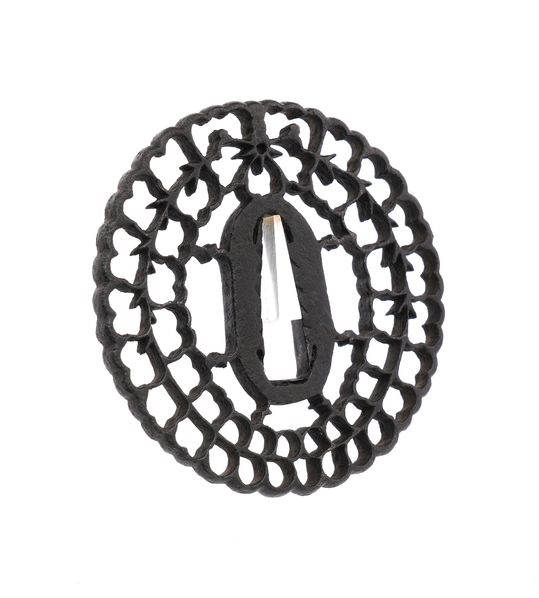 Daisho Tsuba with Paulownia and Wisteria Openwork Design - Mumei (Kyosukashi) — 13 of 16