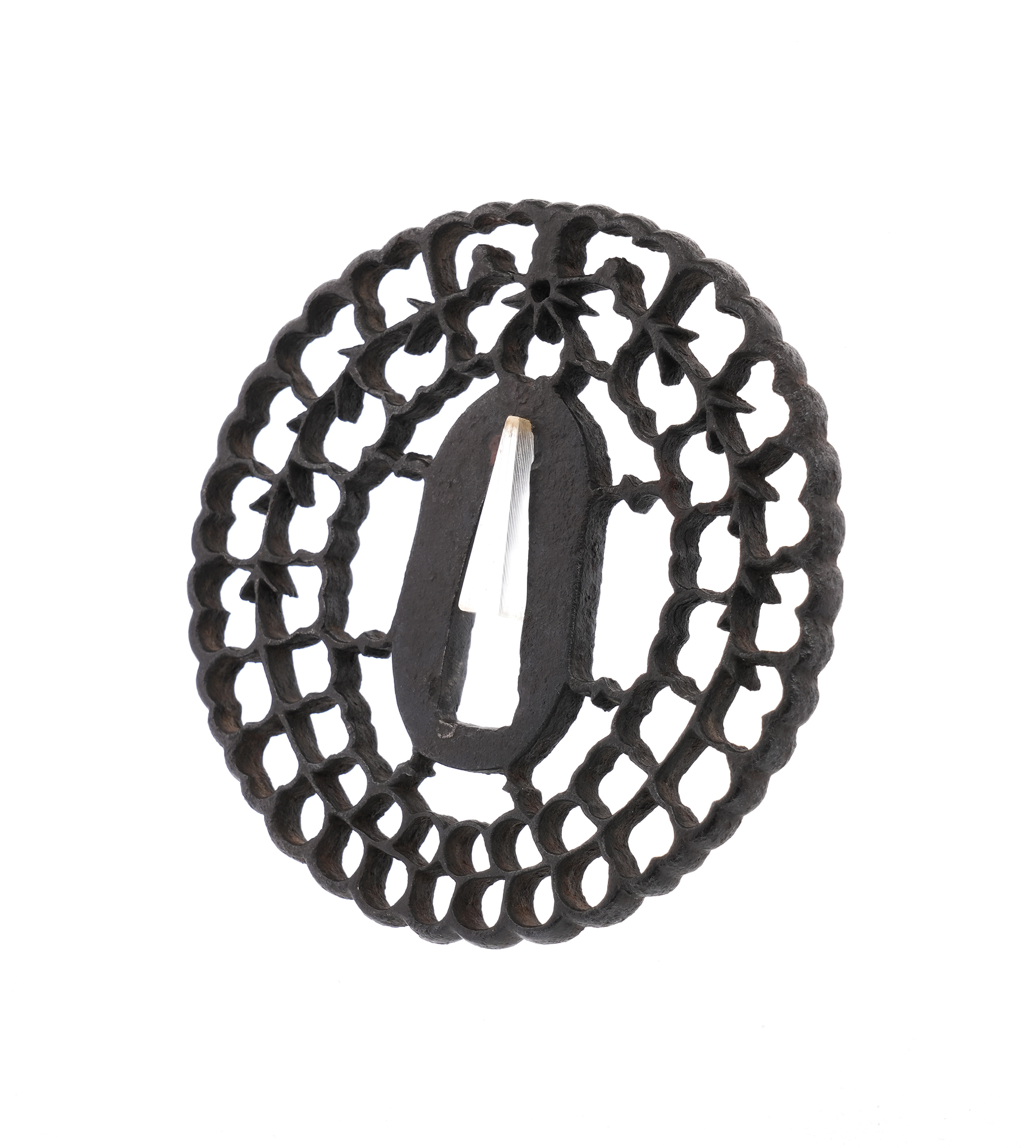 Daisho Tsuba with Paulownia and Wisteria Openwork Design - Mumei (Kyosukashi) — 16 of 16