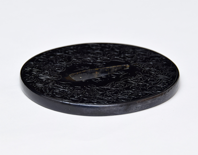 Tsuba: Bushu ju Toshiyuki - Arabesque and Dancing Paulownia, dated Bunsei 3rd year — 5 of 10