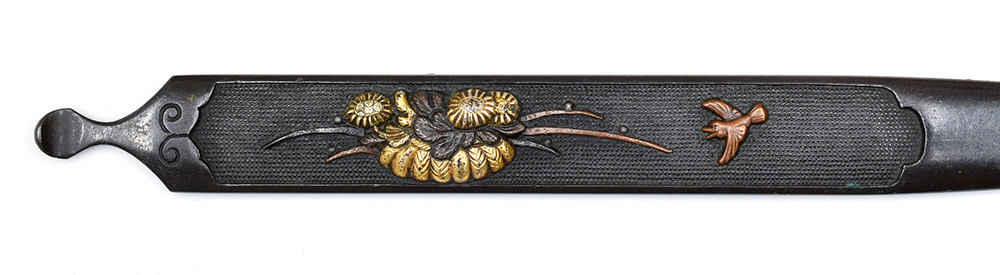 Kogai: Flowers in Basket with Sparrow - Mumei — 3 of 3