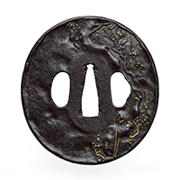 Tsuba: Moon and Old Plum Tree Design, Mumei (Aizu Shoami) — 1 of 10