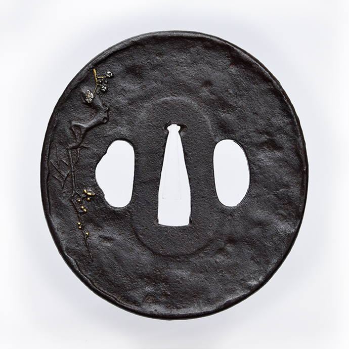 Tsuba: Moon and Old Plum Tree Design, Mumei (Aizu Shoami) — 3 of 10