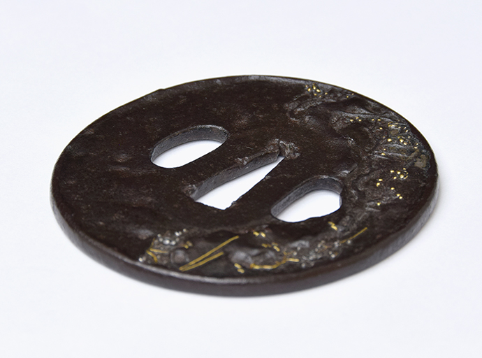 Tsuba: Moon and Old Plum Tree Design, Mumei (Aizu Shoami) — 5 of 10