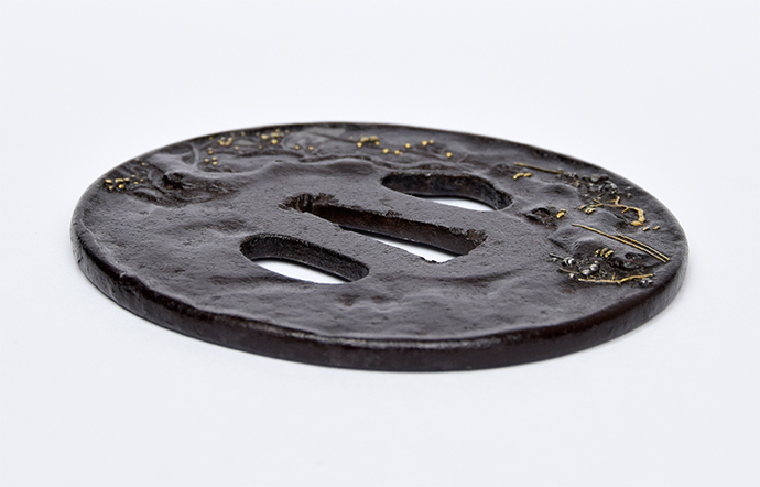 Tsuba: Moon and Old Plum Tree Design, Mumei (Aizu Shoami) — 7 of 10