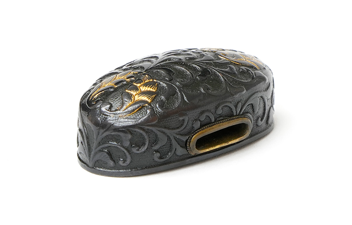 Fuchi with Arabesque and Japanese Ginger Crest, Mumei — 4 of 12