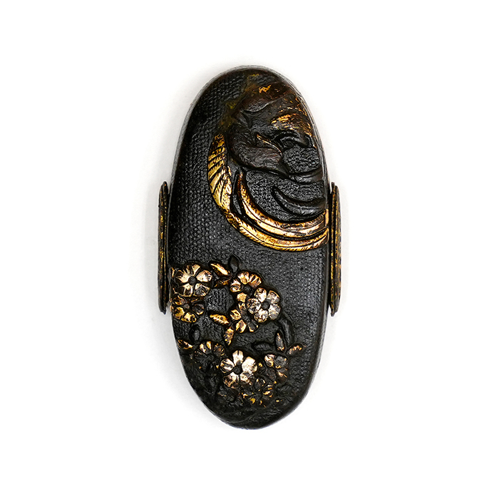 Fuchi-Kashira: Cherry Blossom, Paulownia, and Phoenix Design, Mumei — 3 of 16