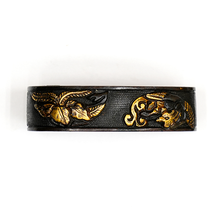Fuchi-Kashira: Cherry Blossom, Paulownia, and Phoenix Design, Mumei — 4 of 16
