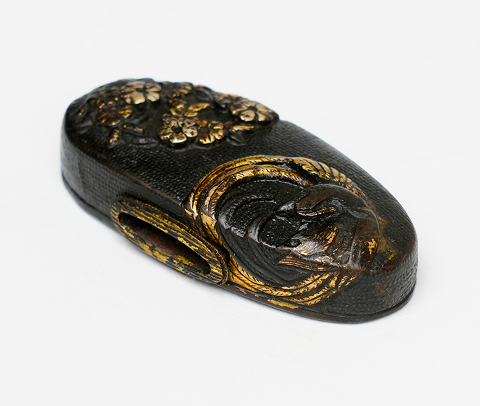 Fuchi-Kashira: Cherry Blossom, Paulownia, and Phoenix Design, Mumei — 6 of 16