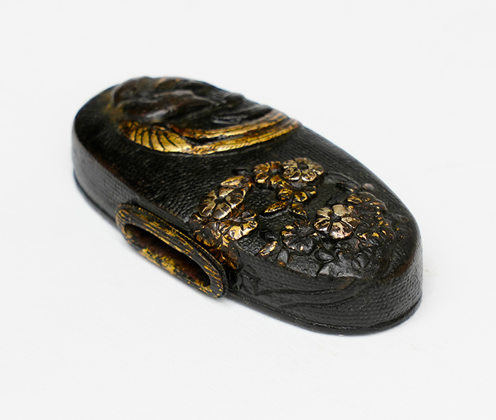 Fuchi-Kashira: Cherry Blossom, Paulownia, and Phoenix Design, Mumei — 8 of 16