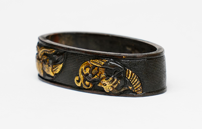 Fuchi-Kashira: Cherry Blossom, Paulownia, and Phoenix Design, Mumei — 10 of 16
