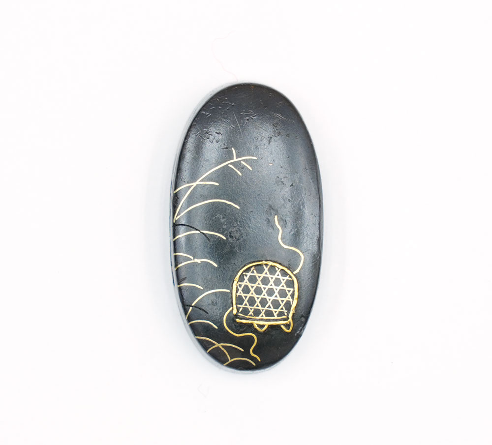 Fuchi-Kashira with Cricket in Insect Cage Design by Echizen Daijo — 4 of 8