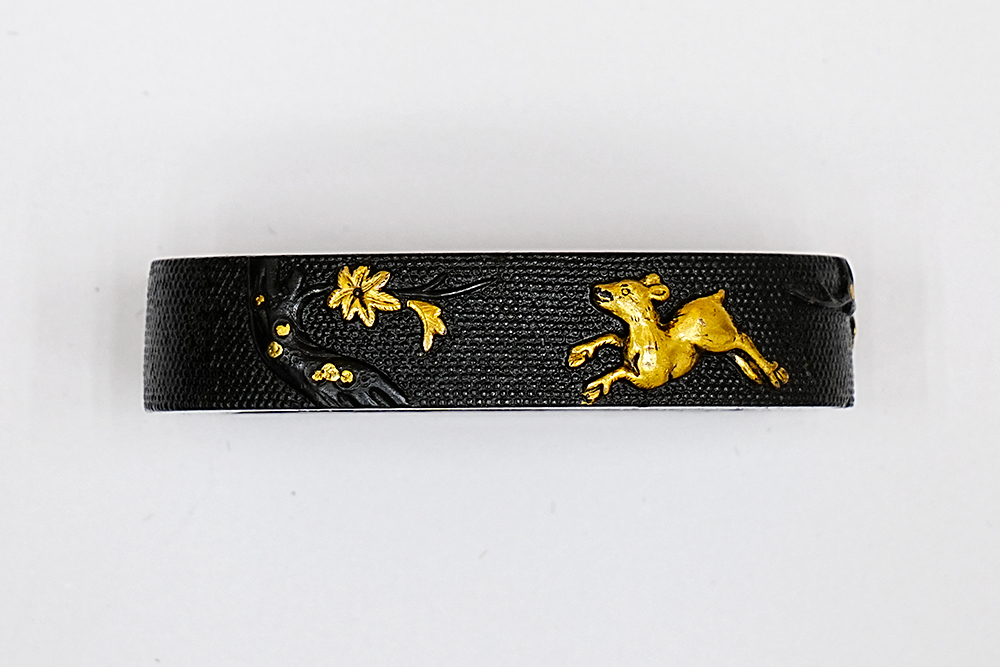 Fuchi Kashira: Maple and Deer Design, Mumei — 2 of 10