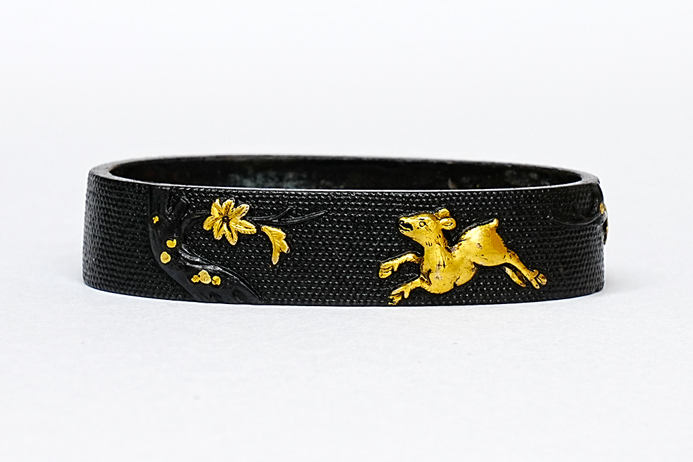 Fuchi Kashira: Maple and Deer Design, Mumei — 3 of 10