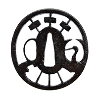 Tsurumaru ni Suisha-zu Sukashi Mumei Tsuba 12-960 — 1 of 3