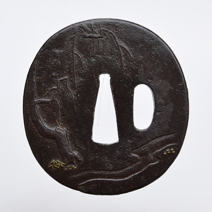 Tsuba: Evening Shower Design, Mumei — 3 of 5