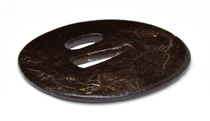Tsuba: Evening Shower Design, Mumei — 4 of 5