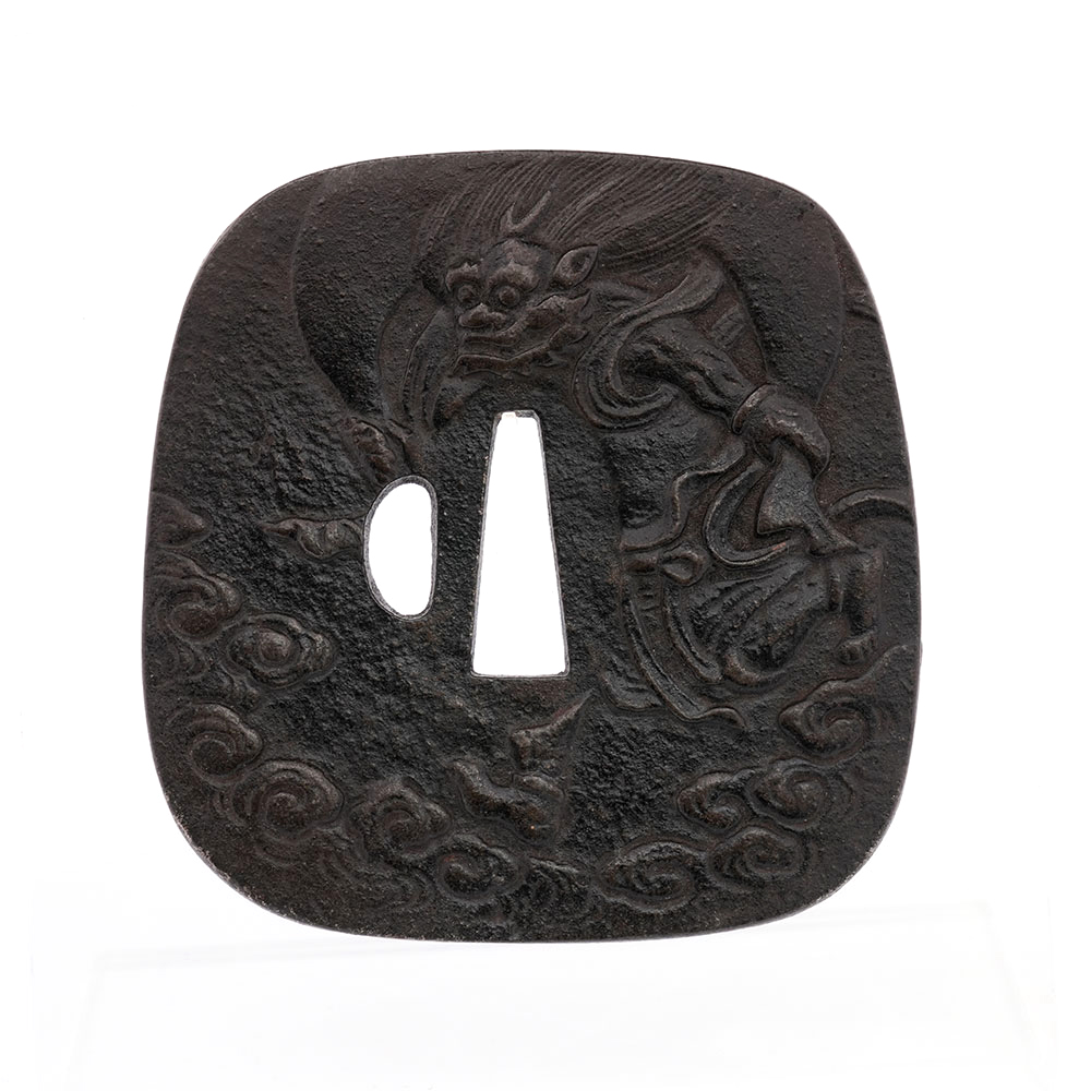 Tsuba with Fujin Design, Korin Style, by Ishiguro Masaaki (with Kao) — 1 of 4