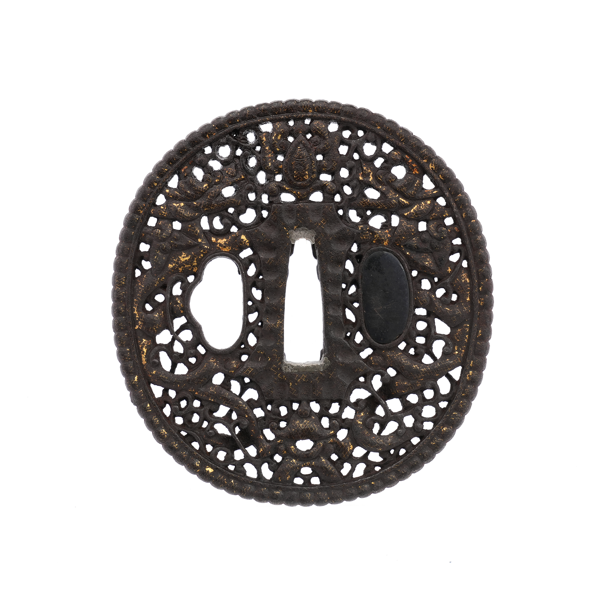 Tsuba: Twin Dragons and Arabesque Design, Mumei (Namban) — 4 of 10