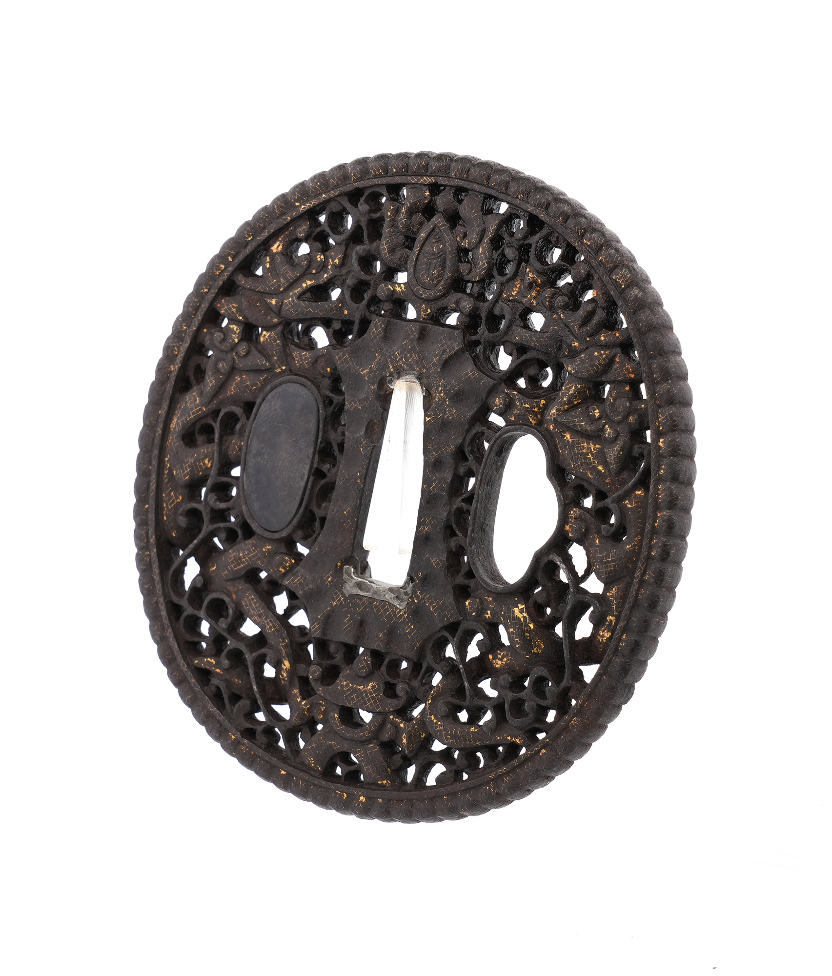 Tsuba: Twin Dragons and Arabesque Design, Mumei (Namban) — 5 of 10