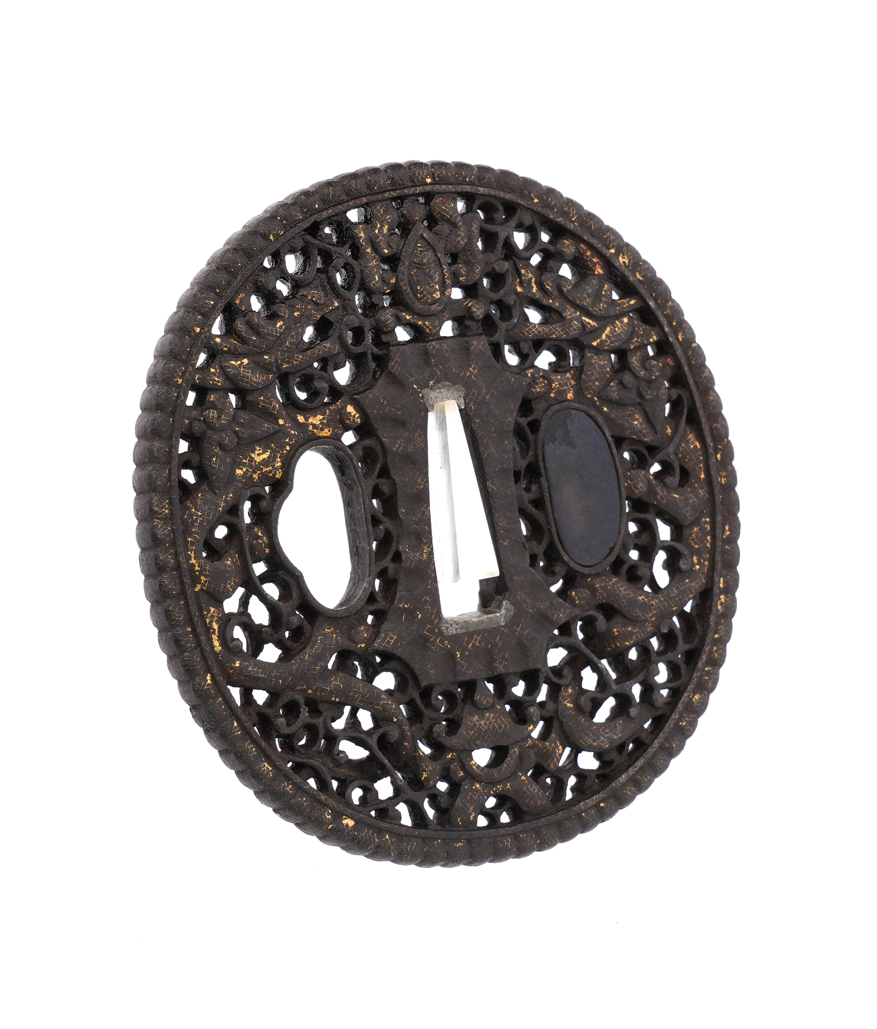 Tsuba: Twin Dragons and Arabesque Design, Mumei (Namban) — 8 of 10