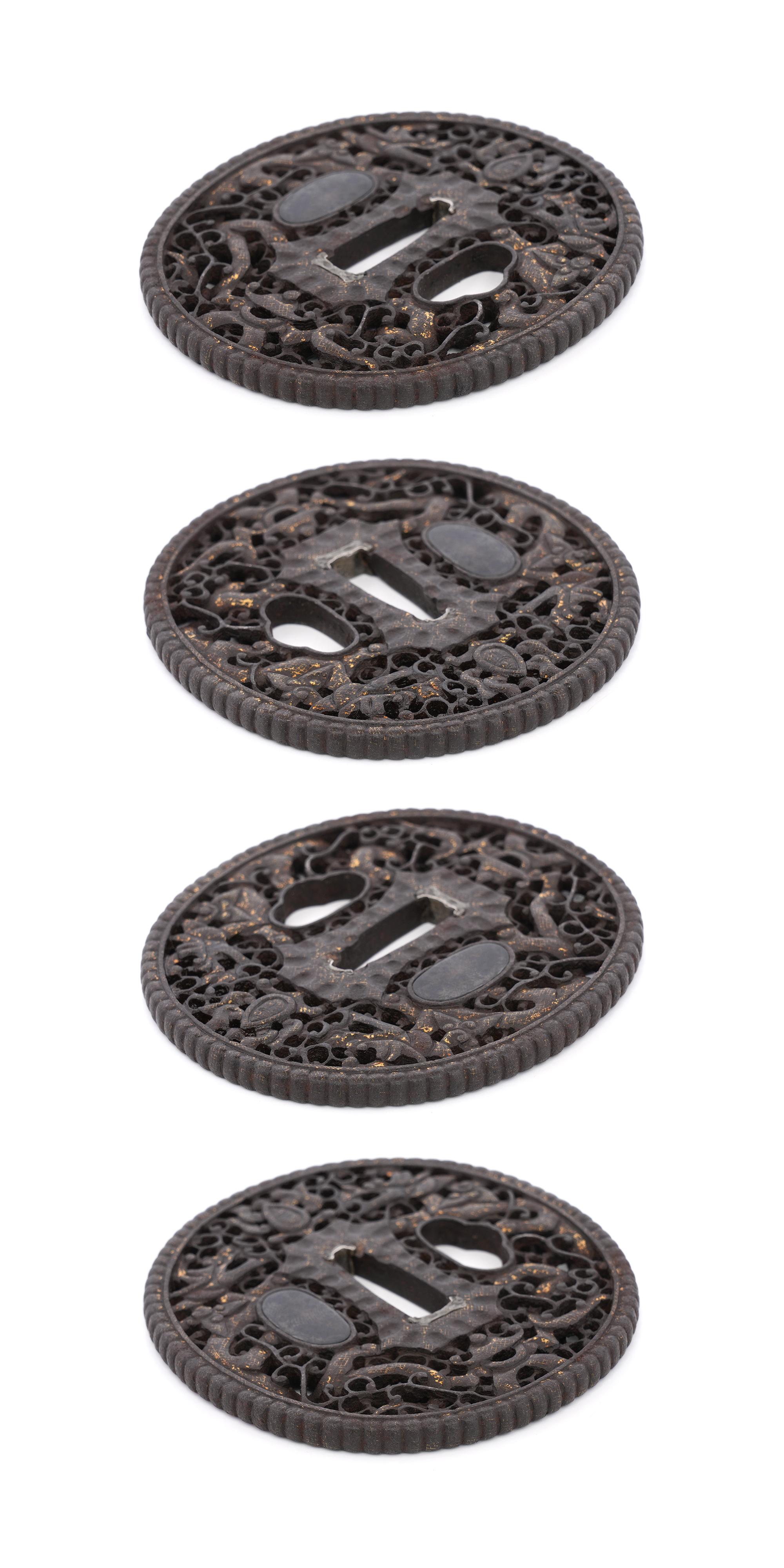 Tsuba: Twin Dragons and Arabesque Design, Mumei (Namban) — 9 of 10