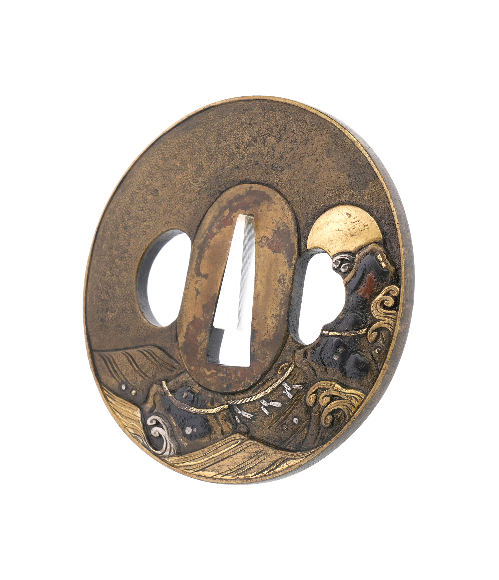 Tsuba: Sunrise Wedded Rocks Design, Mumei (Mito) — 3 of 8