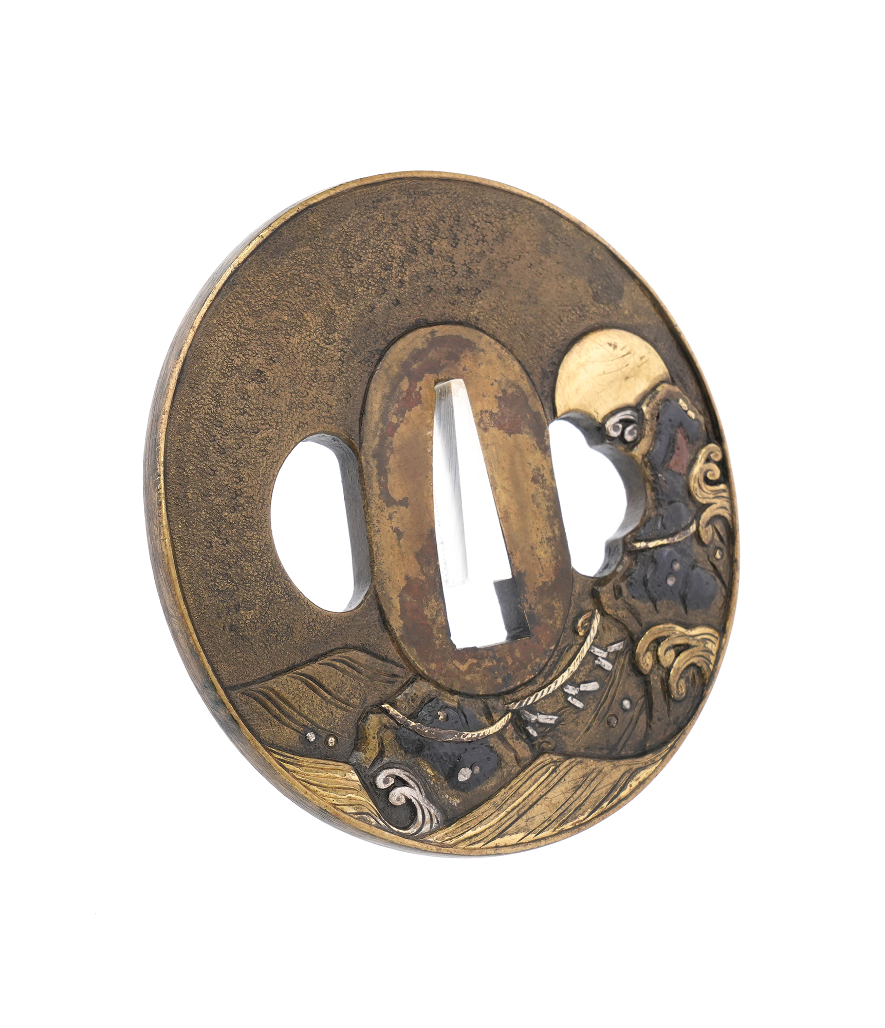 Tsuba: Sunrise Wedded Rocks Design, Mumei (Mito) — 4 of 8