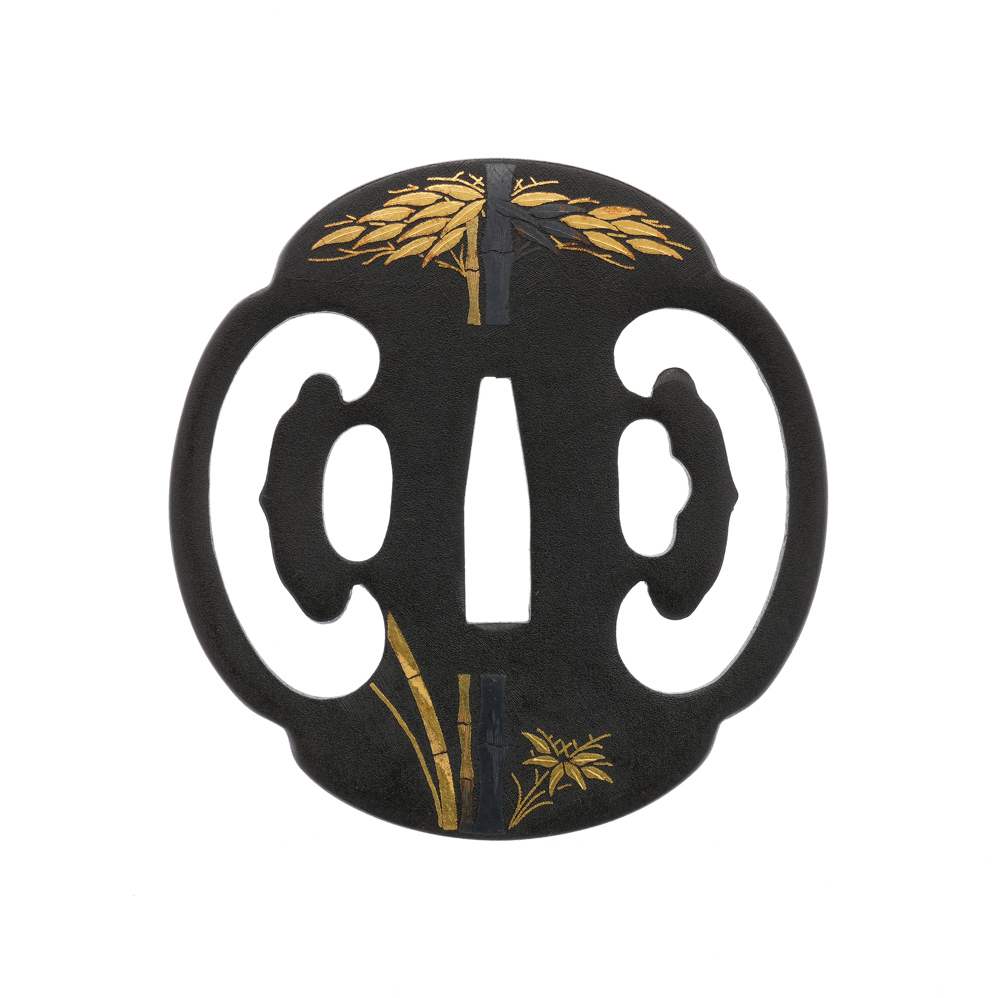 Bamboo Design Higo Fittings (Fuchi-Kashira, Tsuba, Kojiri, Menuki) - Mumei — 14 of 19