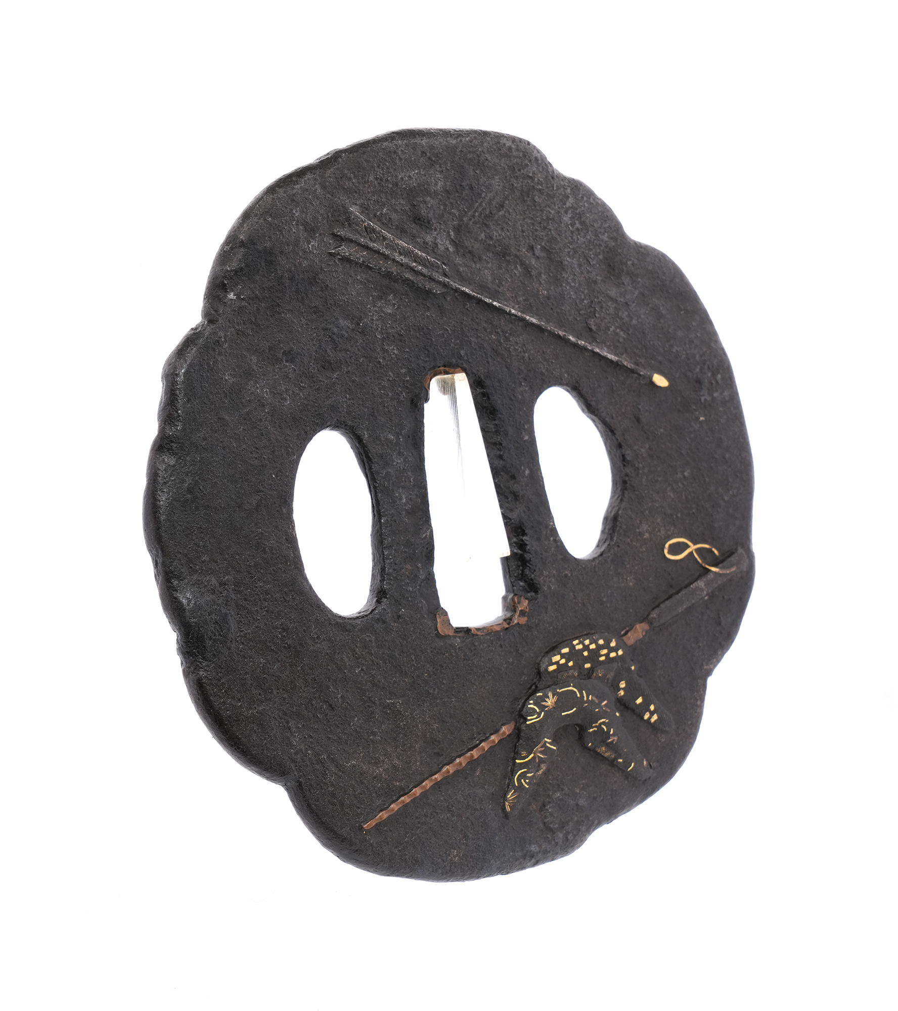 Tsuba with Arrow and Horse Tack Design, Mumei — 4 of 7