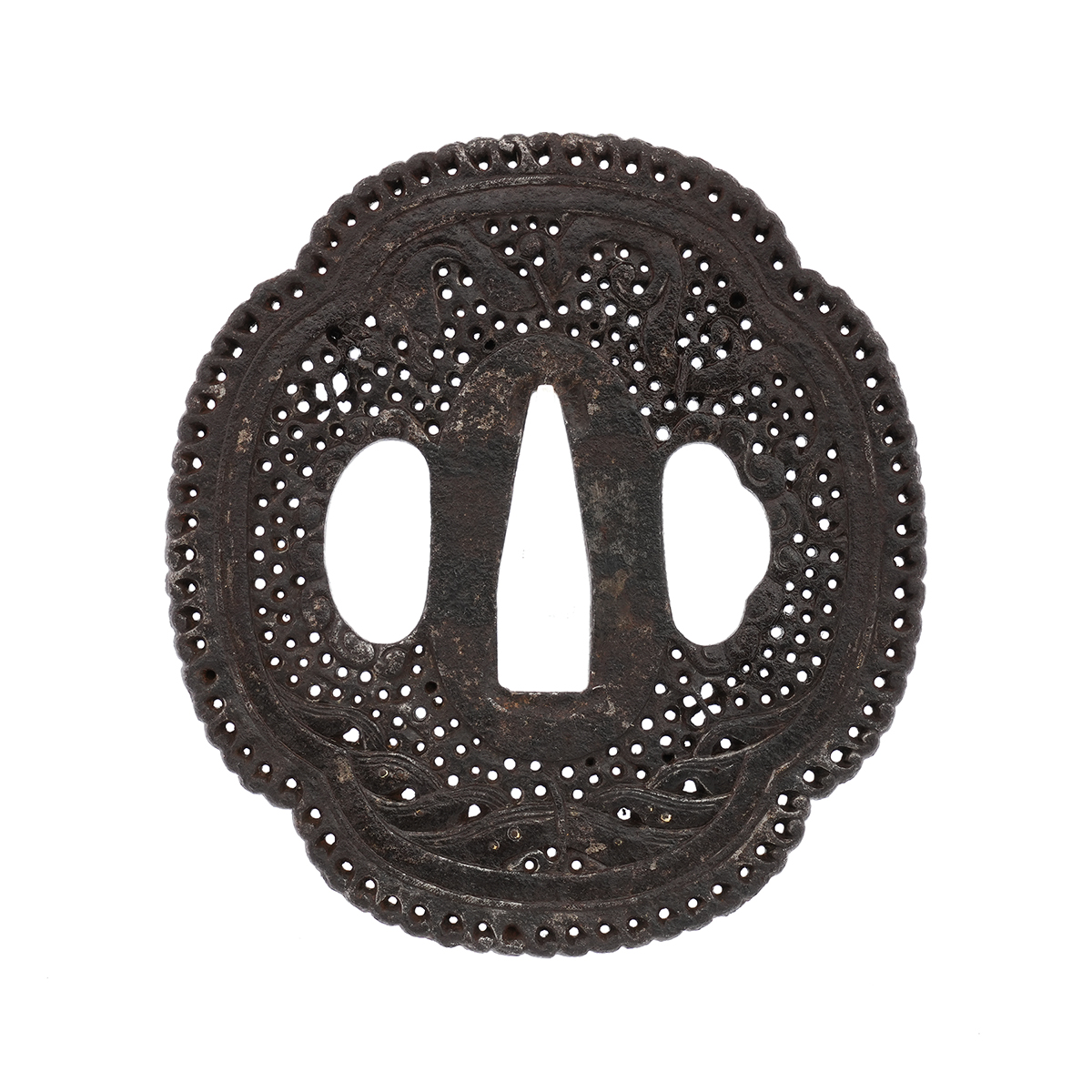 Tsuba: Wave and Dragon Design, Mumei (Nanban) — 1 of 8