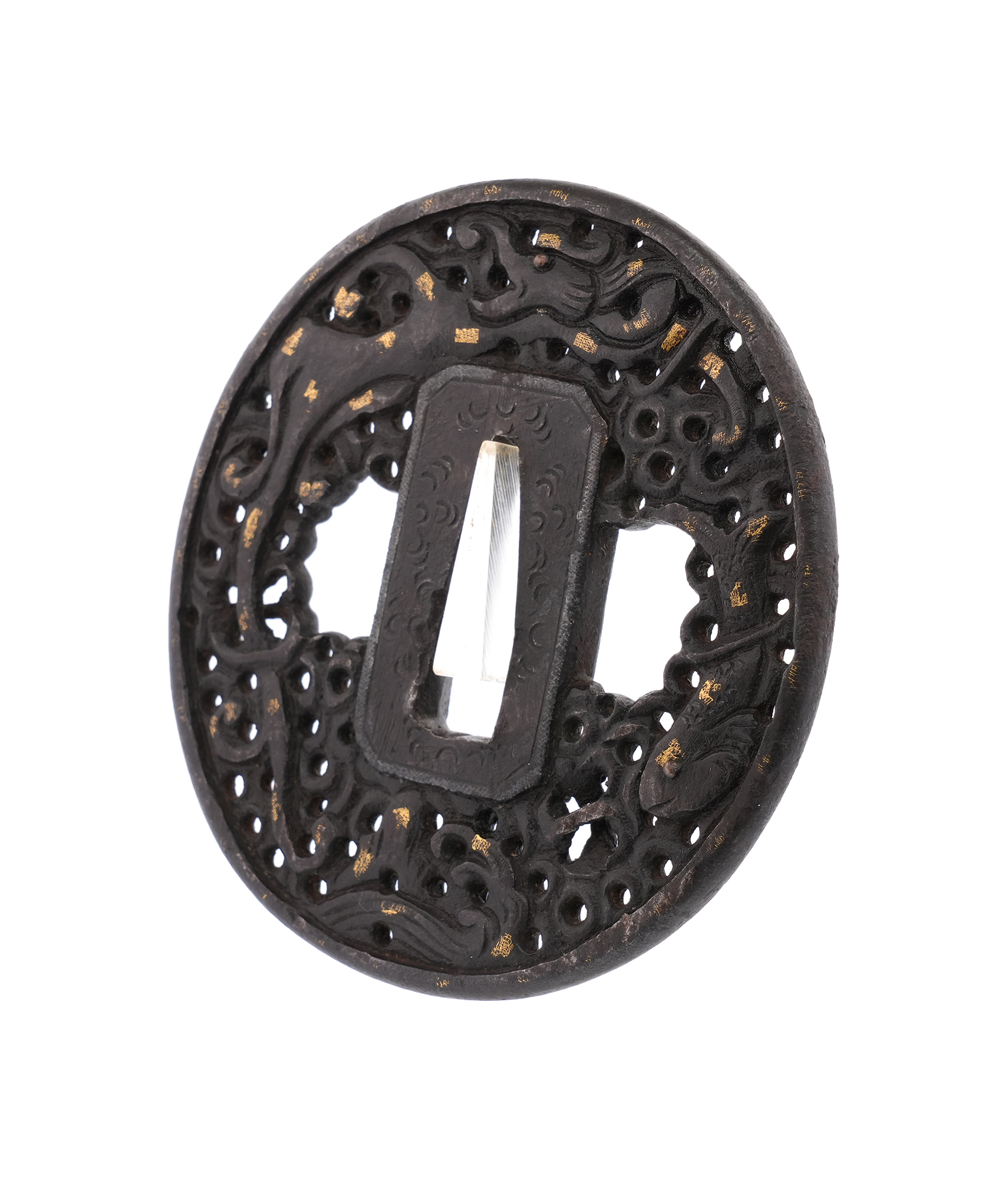 Tsuba: Dragon-Fish, Waves, and Arabesque Design - Mumei (Nanban) — 4 of 7