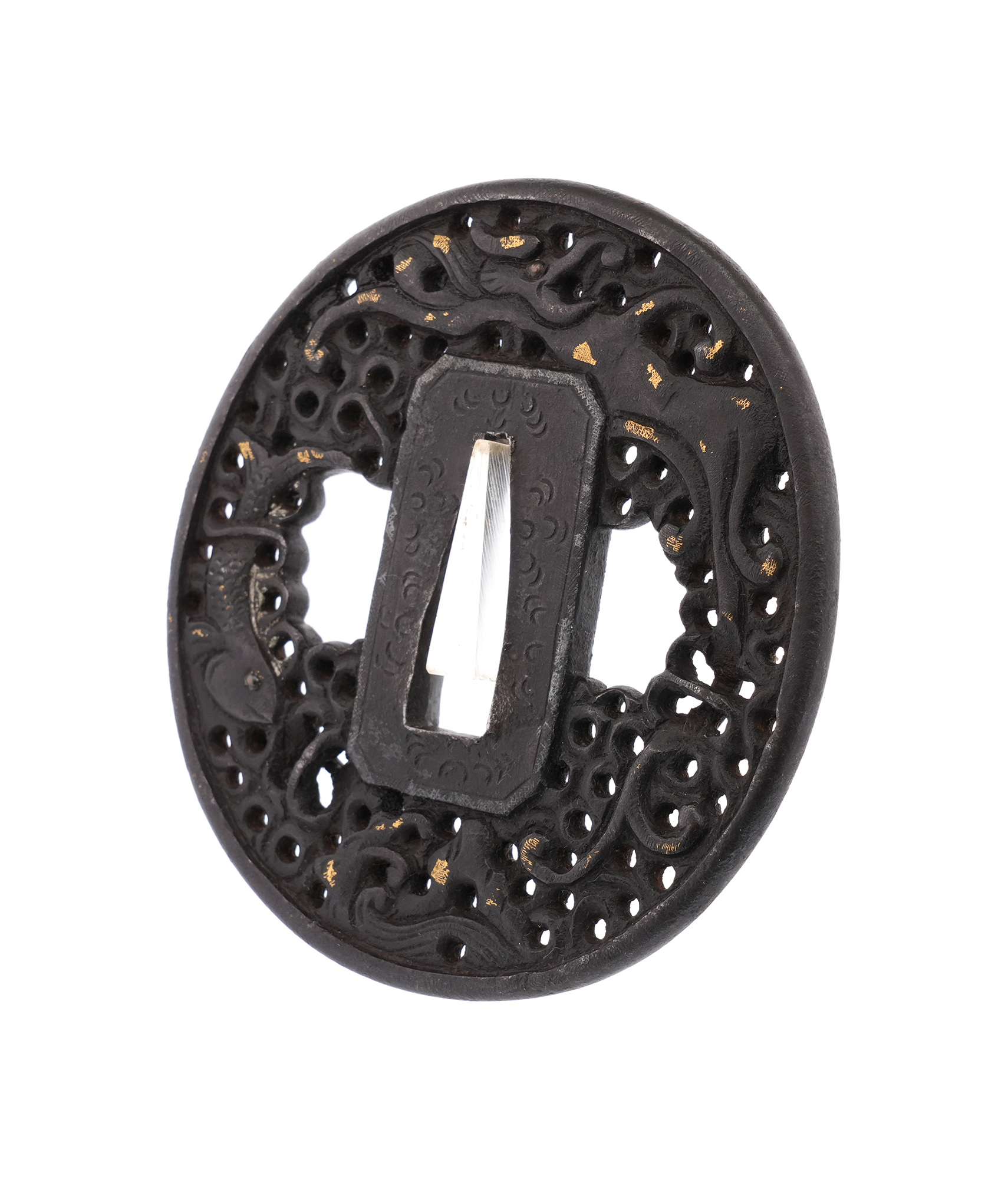 Tsuba: Dragon-Fish, Waves, and Arabesque Design - Mumei (Nanban) — 6 of 7