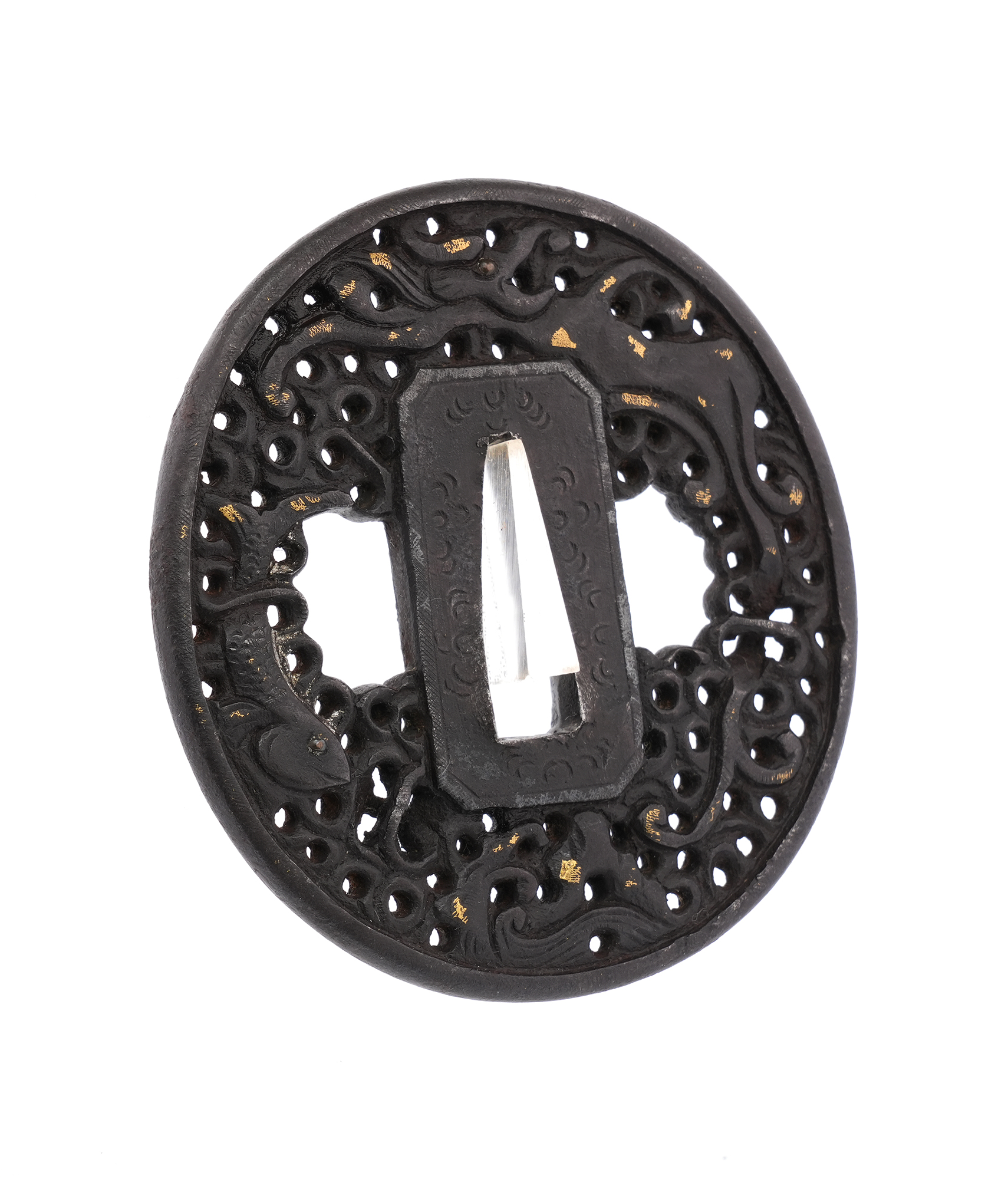 Tsuba: Dragon-Fish, Waves, and Arabesque Design - Mumei (Nanban) — 7 of 7