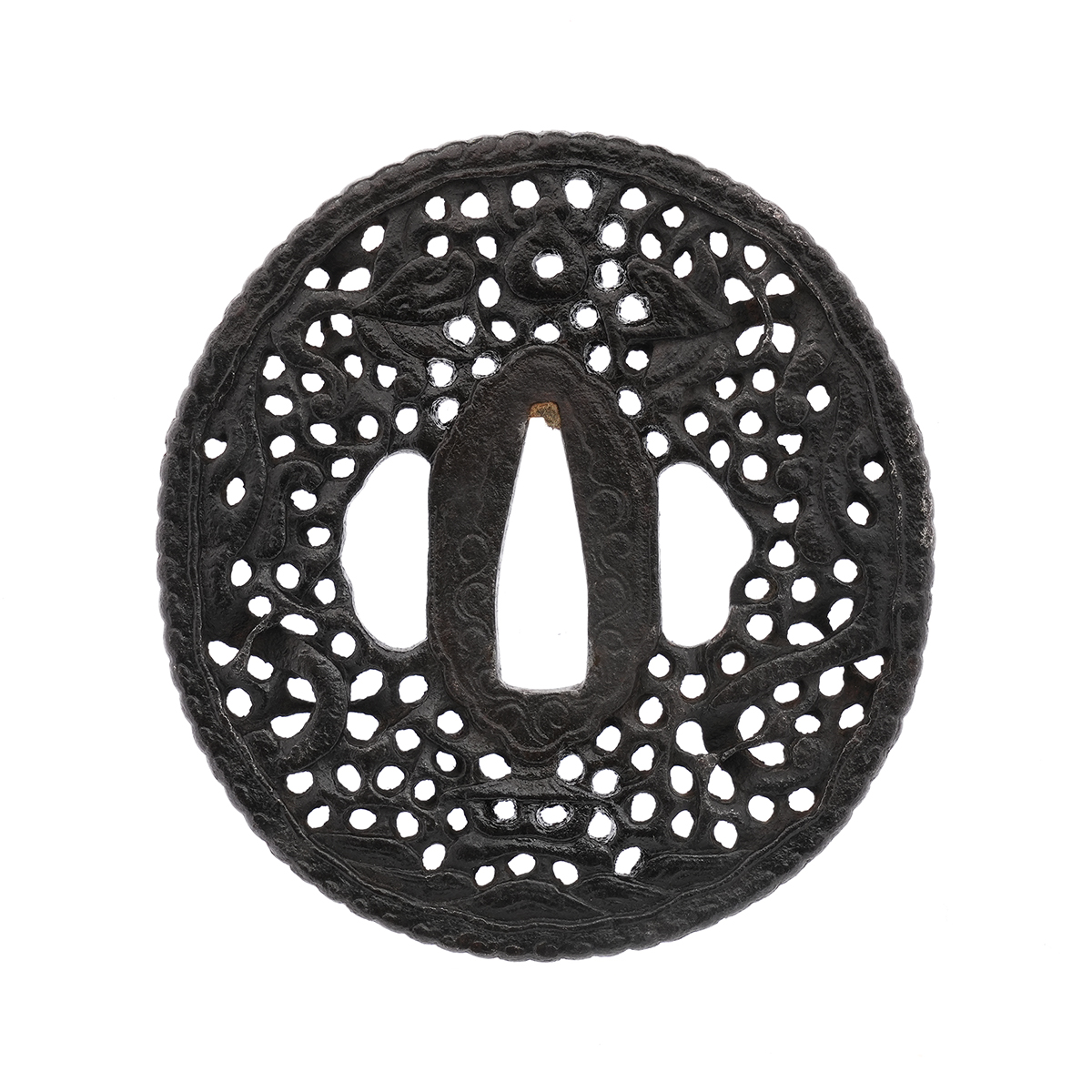 Tsuba with Dragon and Arabesque Design, Mumei (Nanban) — 1 of 9