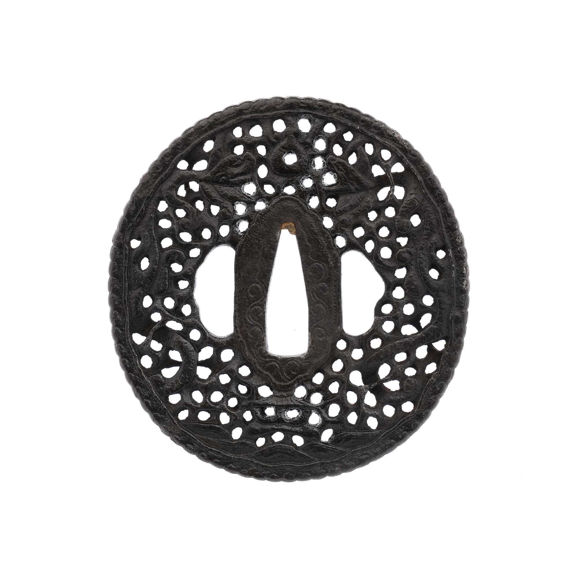 Tsuba with Dragon and Arabesque Design, Mumei (Nanban) — 2 of 9