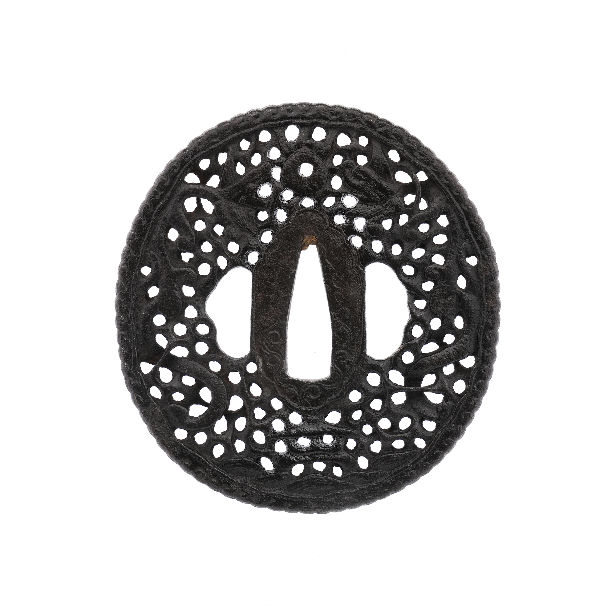 Tsuba with Dragon and Arabesque Design, Mumei (Nanban) — 3 of 9
