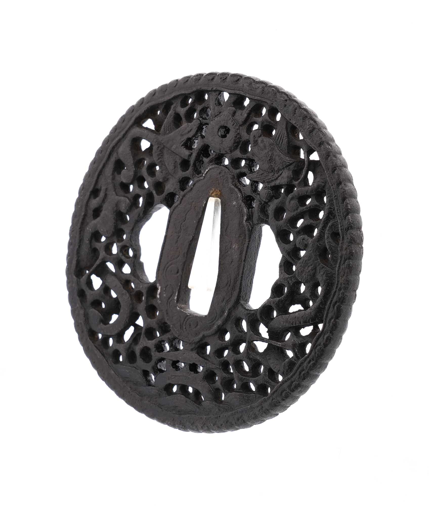 Tsuba with Dragon and Arabesque Design, Mumei (Nanban) — 7 of 9