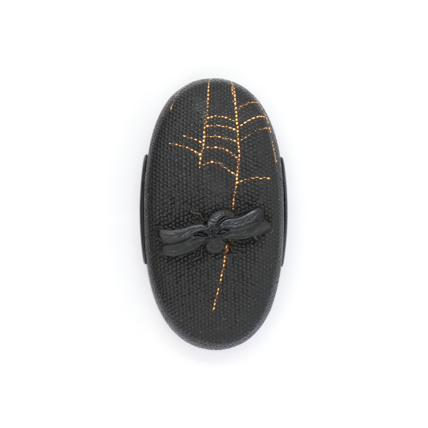 Fuchi-Kashira: Spiderweb, Kachimushi, and Bat Design, Mumei — 3 of 13