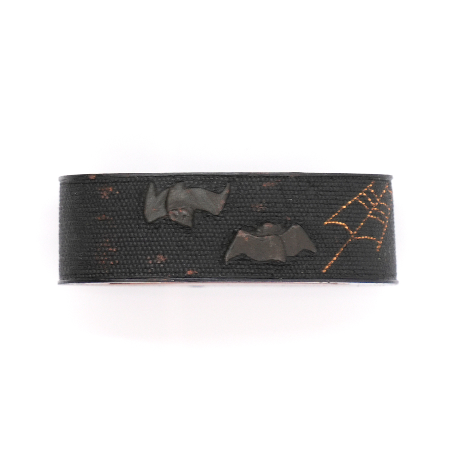 Fuchi-Kashira: Spiderweb, Kachimushi, and Bat Design, Mumei — 4 of 13