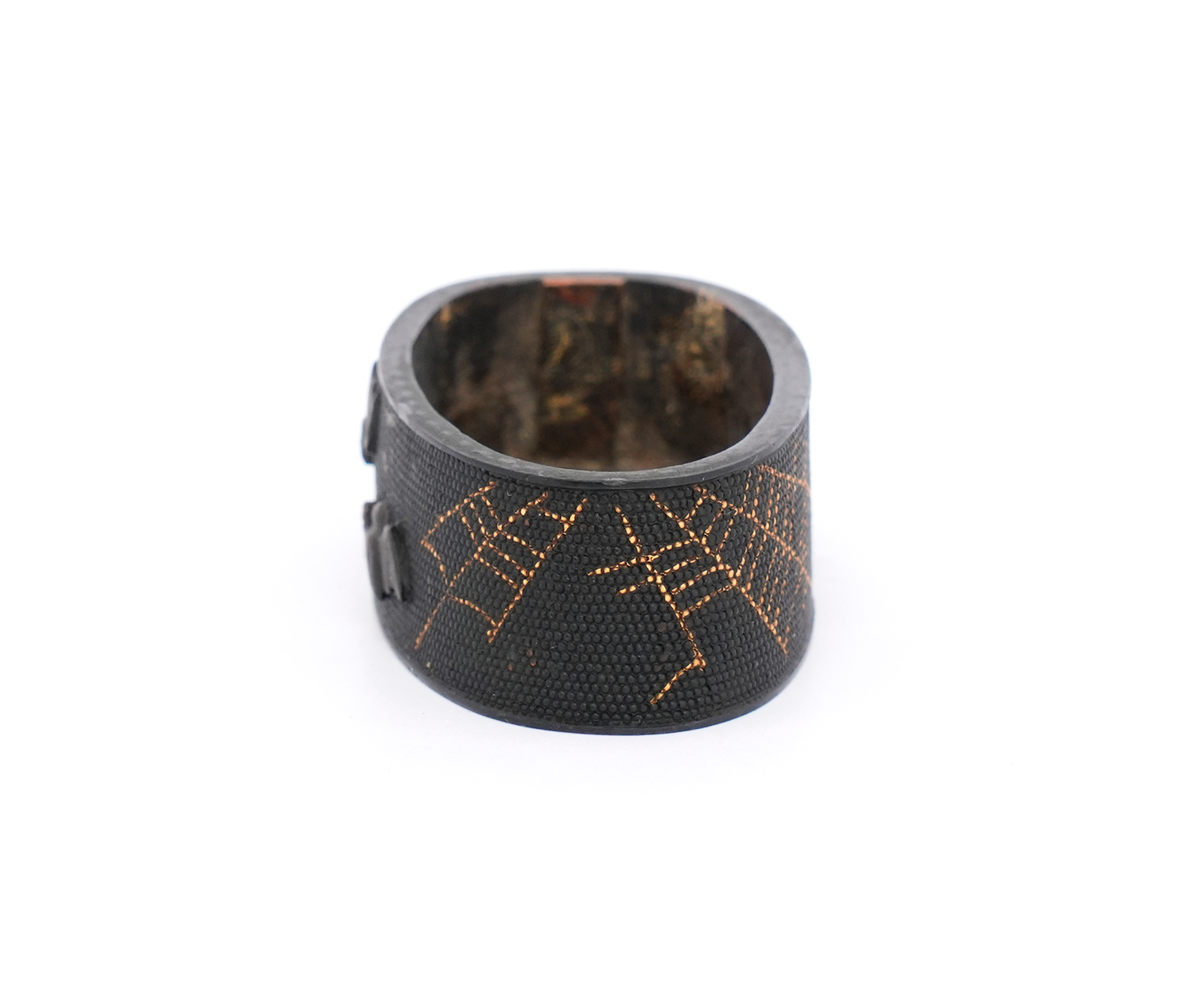 Fuchi-Kashira: Spiderweb, Kachimushi, and Bat Design, Mumei — 7 of 13