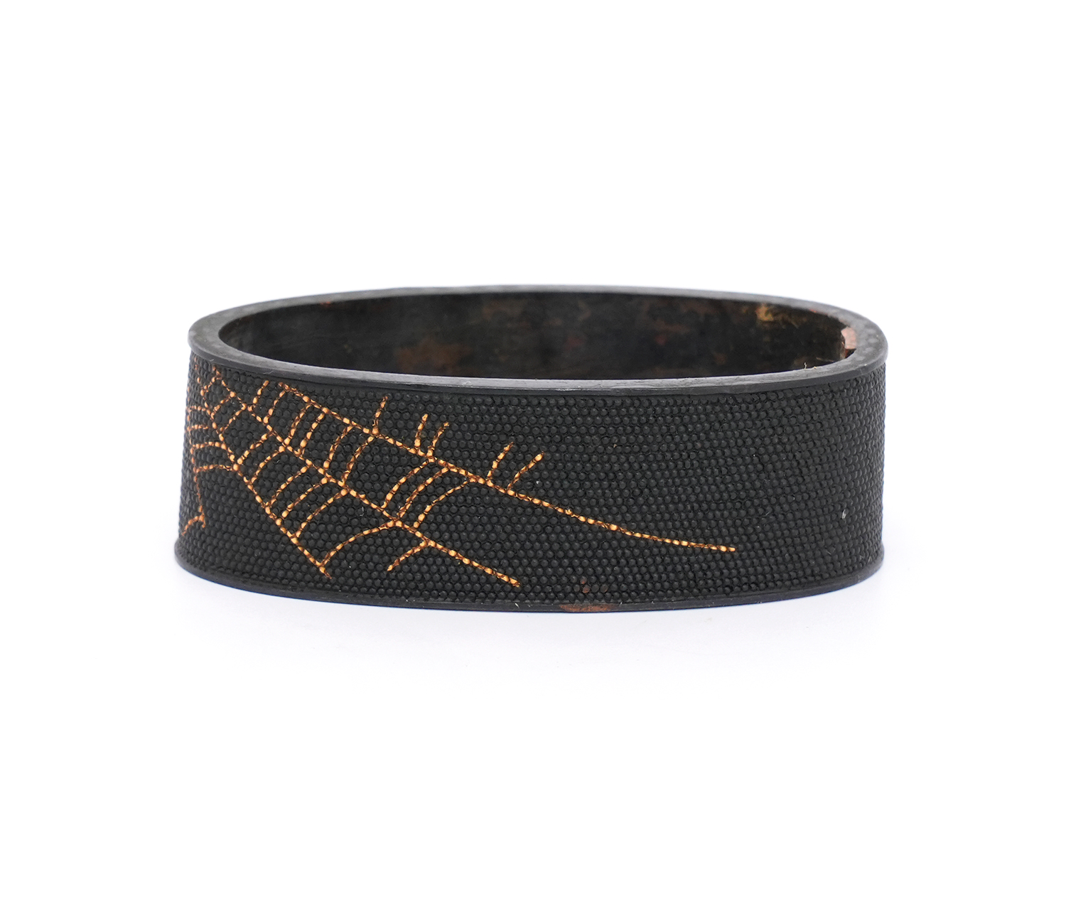 Fuchi-Kashira: Spiderweb, Kachimushi, and Bat Design, Mumei — 9 of 13