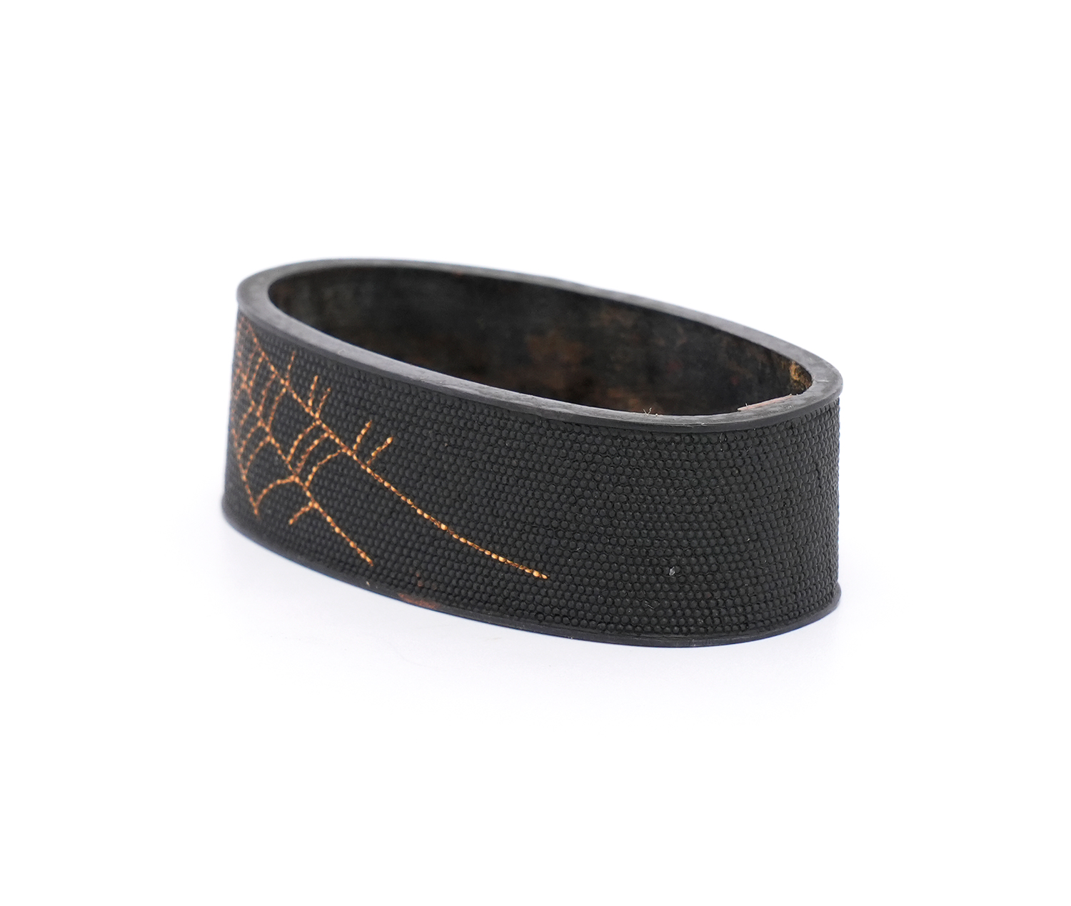 Fuchi-Kashira: Spiderweb, Kachimushi, and Bat Design, Mumei — 10 of 13
