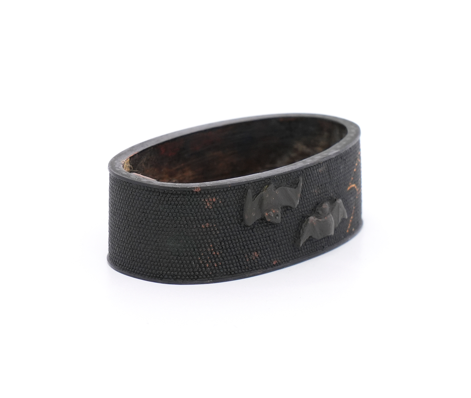 Fuchi-Kashira: Spiderweb, Kachimushi, and Bat Design, Mumei — 12 of 13