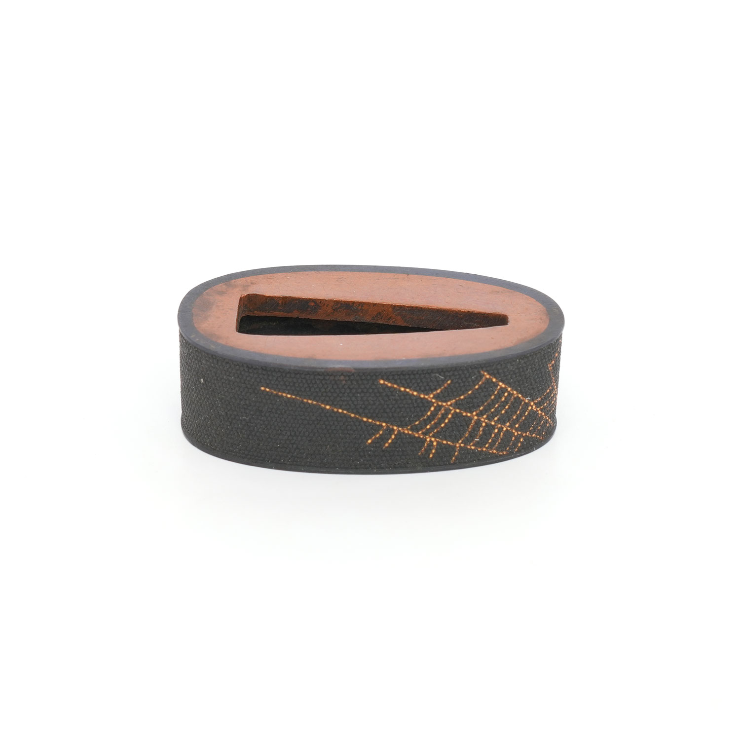 Fuchi-Kashira: Spiderweb, Kachimushi, and Bat Design, Mumei — 13 of 13